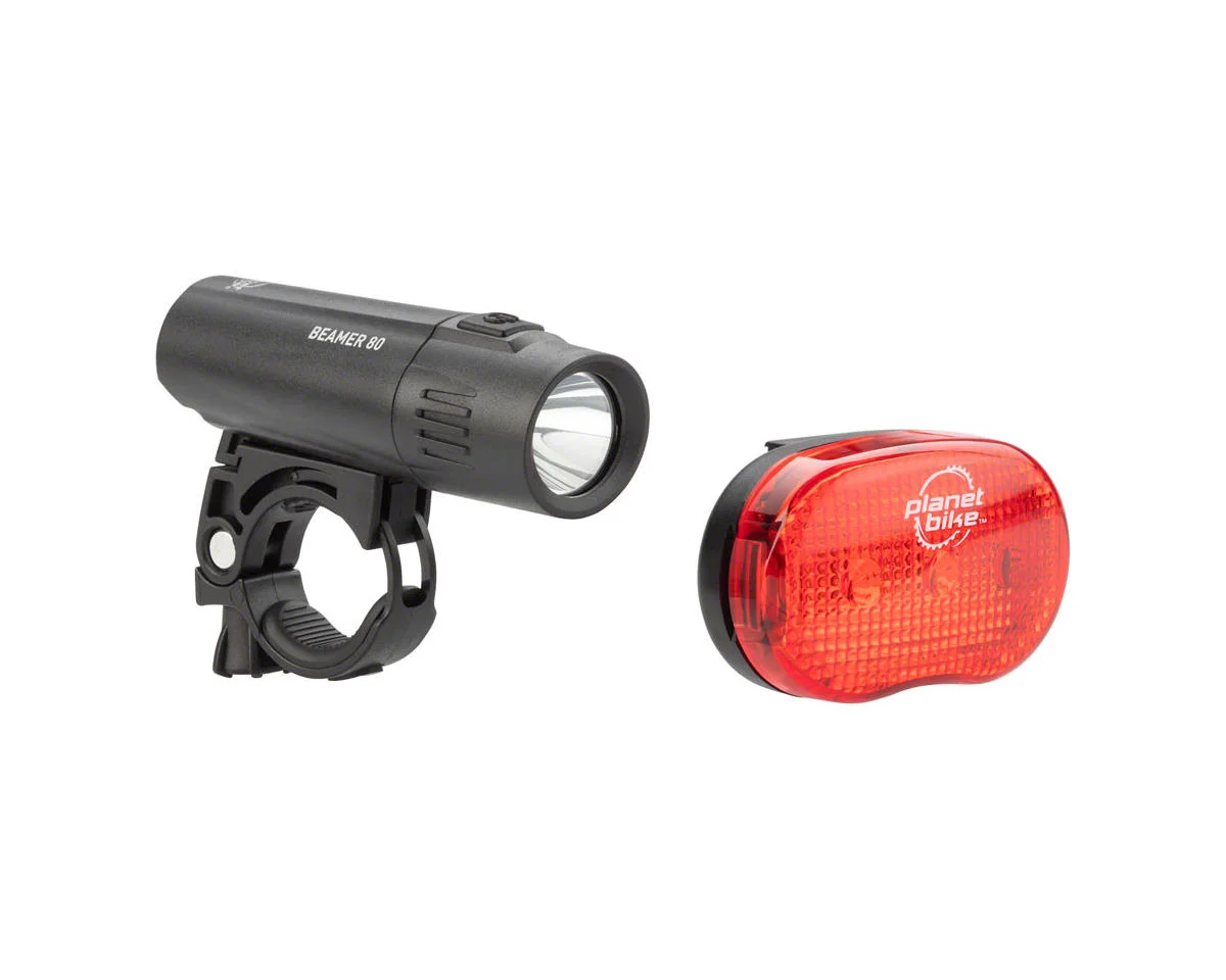 Planet Bike Beamer 80 Headlight & Blinky 3 Tail Light Set
